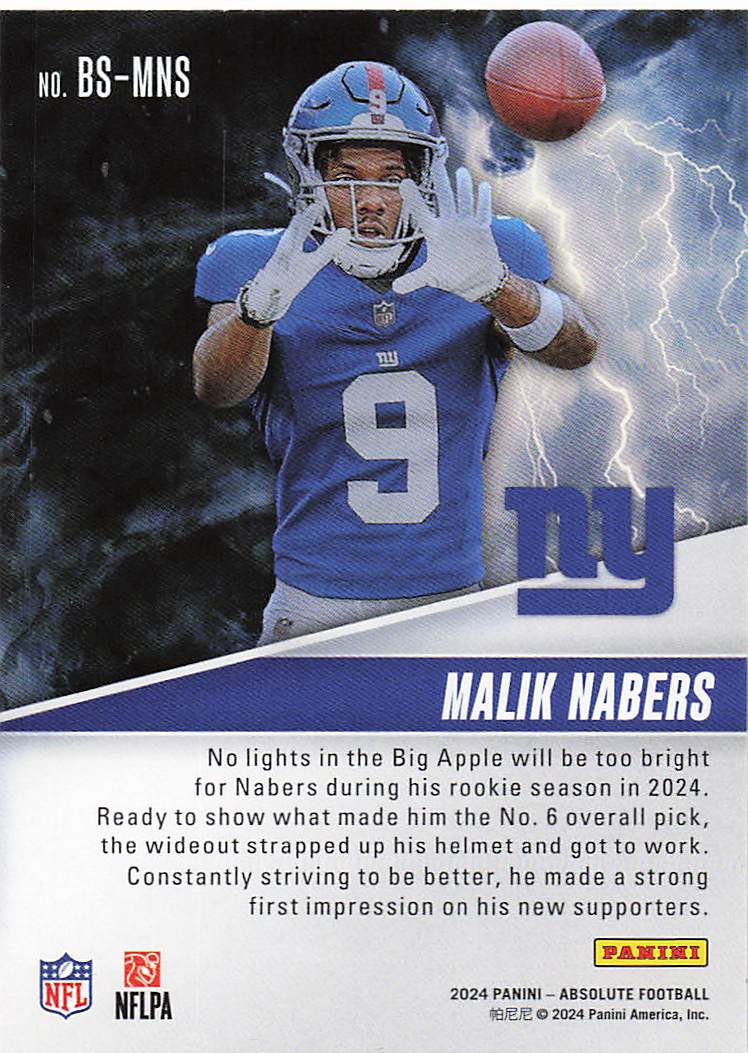 2024 Panini Absolute Football By Storm Malik Nabers #BS-MNS