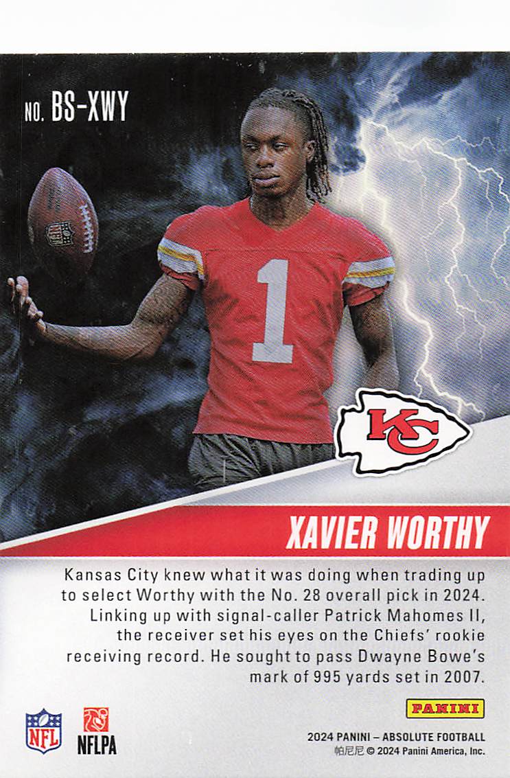 2024 Panini Absolute Football By Storm Xavier Worthy #BS-XWY