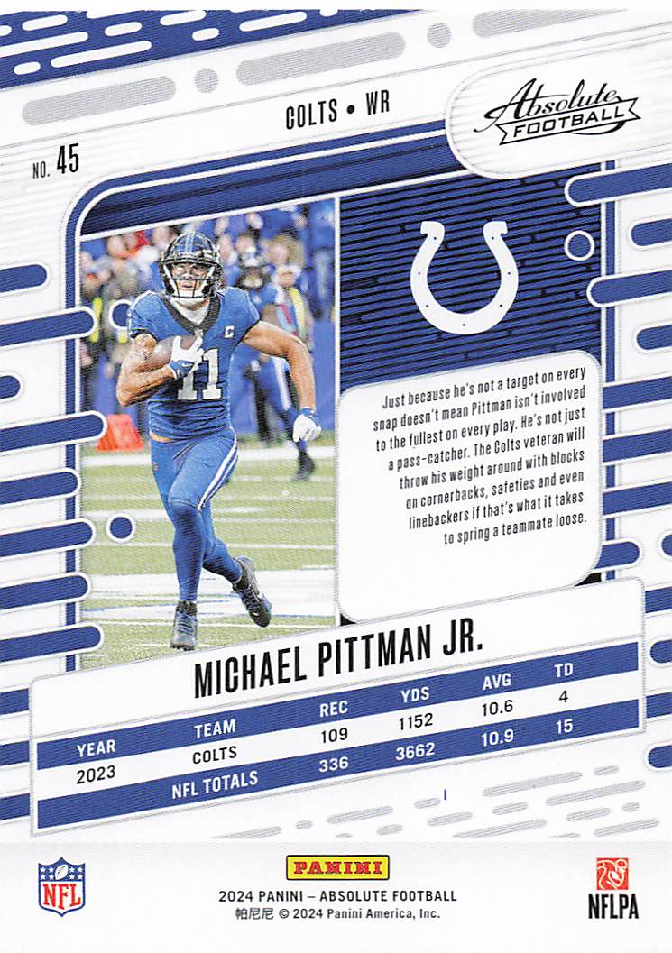 2024 Panini Absolute Football Retail Michael Pittman Jr. #45