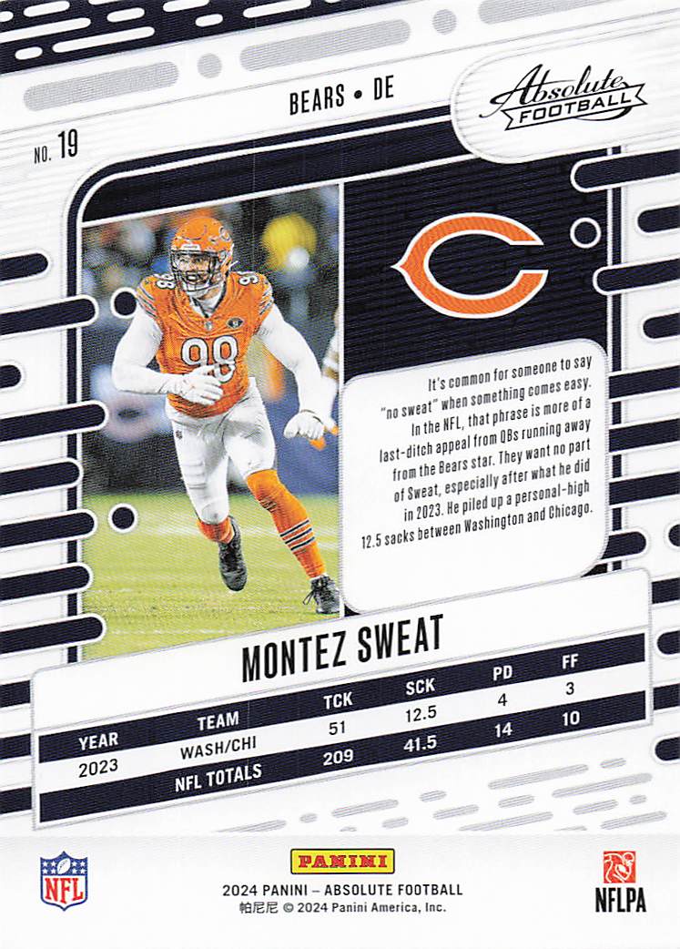 2024 Panini Absolute Football Retail Montez Sweat #19