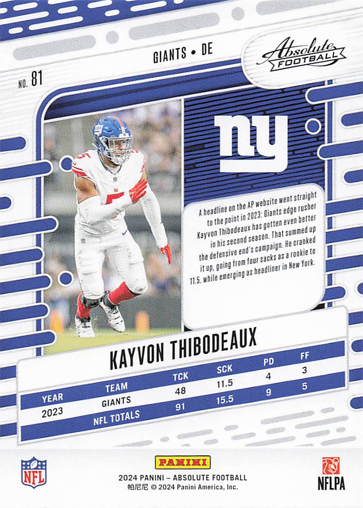 2024 Panini Absolute Football Retail Kayvon Thibodeaux #81