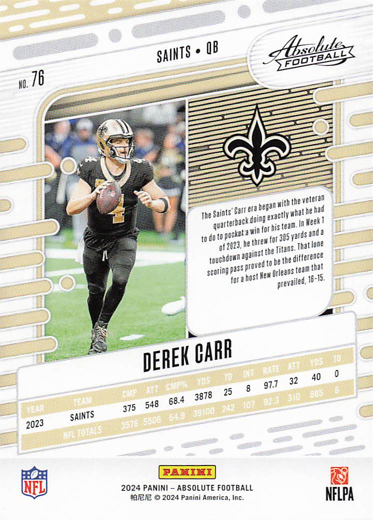 2024 Panini Absolute Football Derek Carr #76