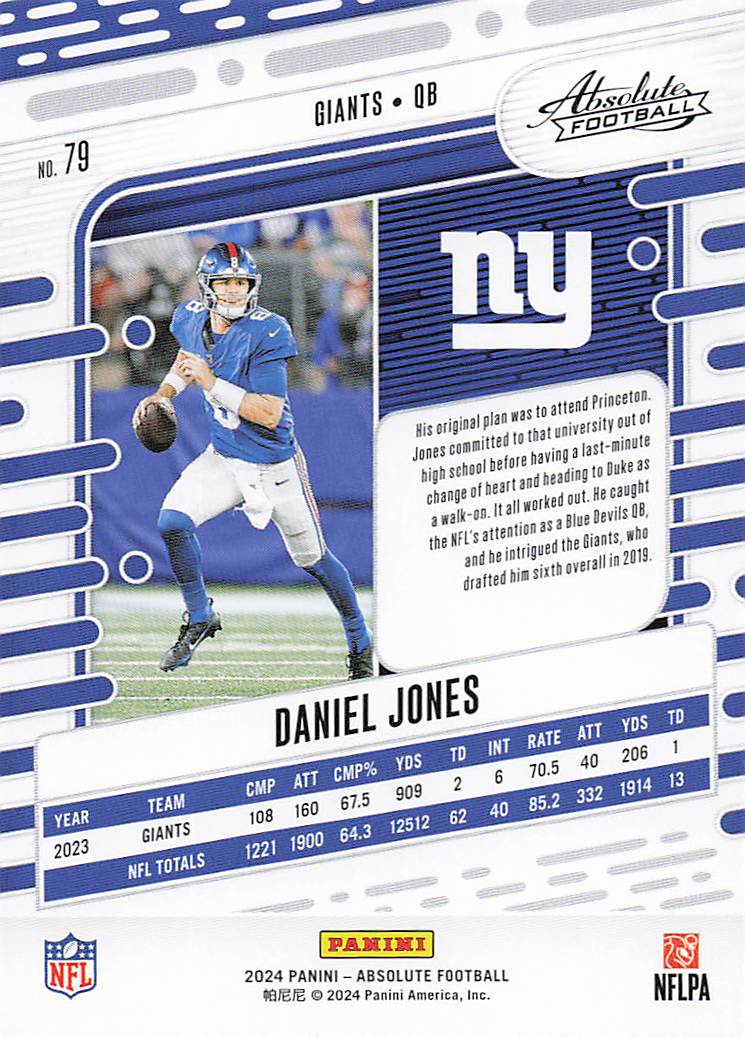 2024 Panini Absolute Football Retail Daniel Jones #79