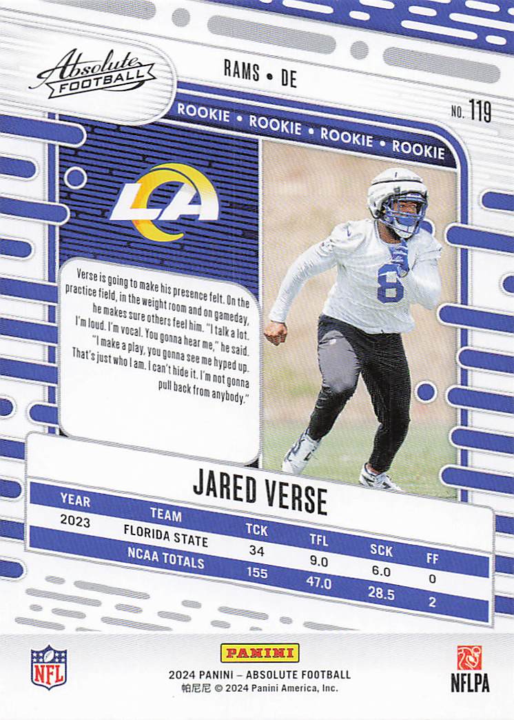 2024 Panini Absolute Football Retail Jared Verse #119 Rookie
