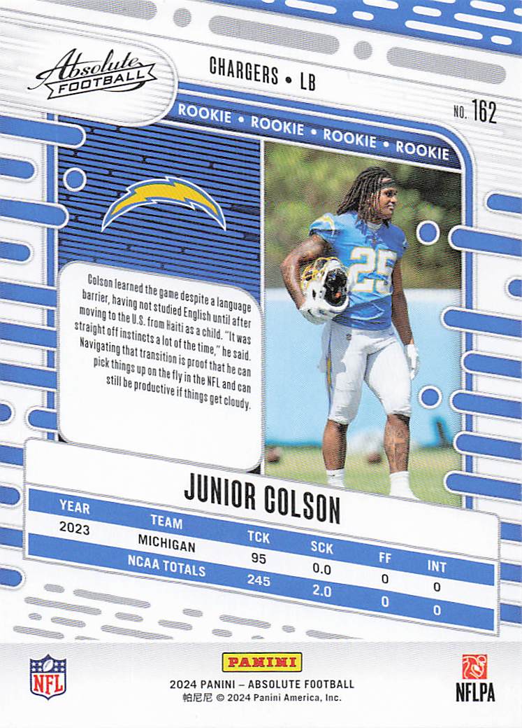 2024 Panini Absolute Football Retail Junior Colson #162 Rookie