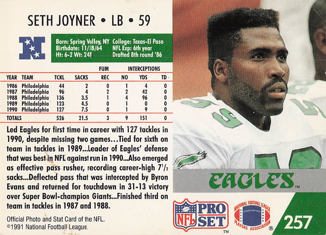 1991 Pro Set Football Seth Joyner #257