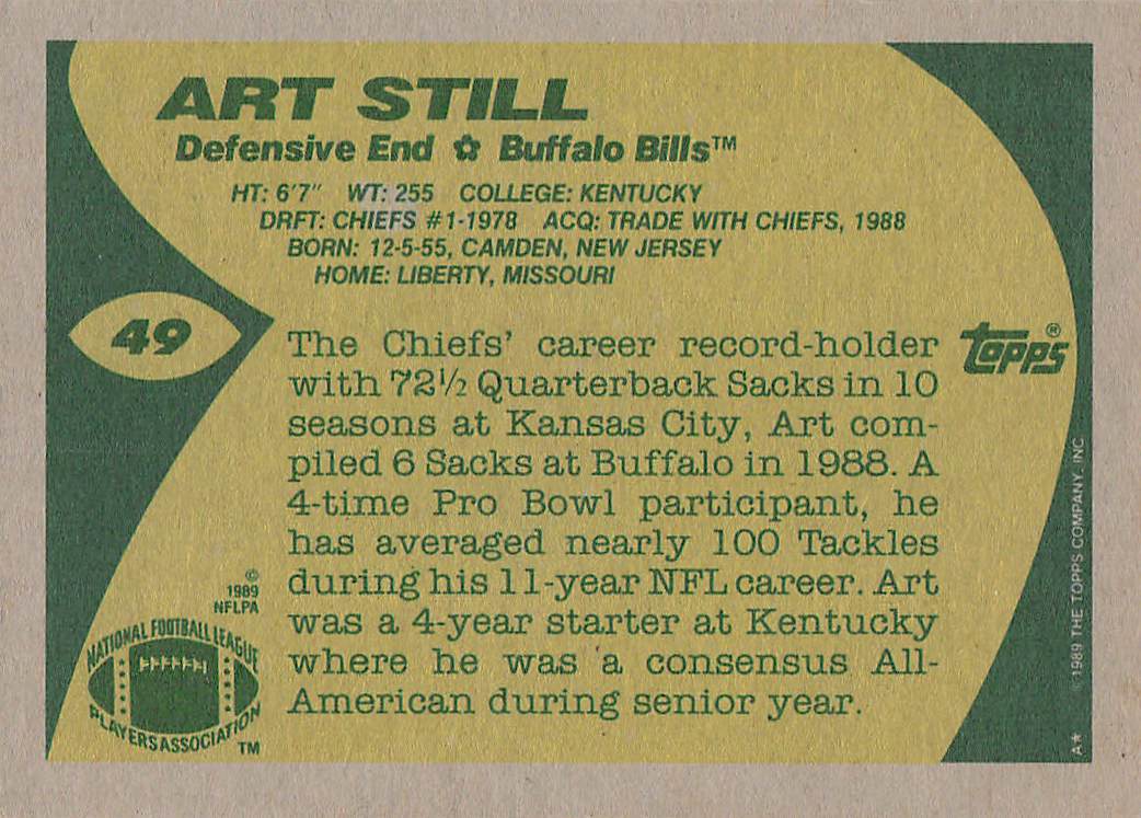 1989 Topps Football Art Still #49