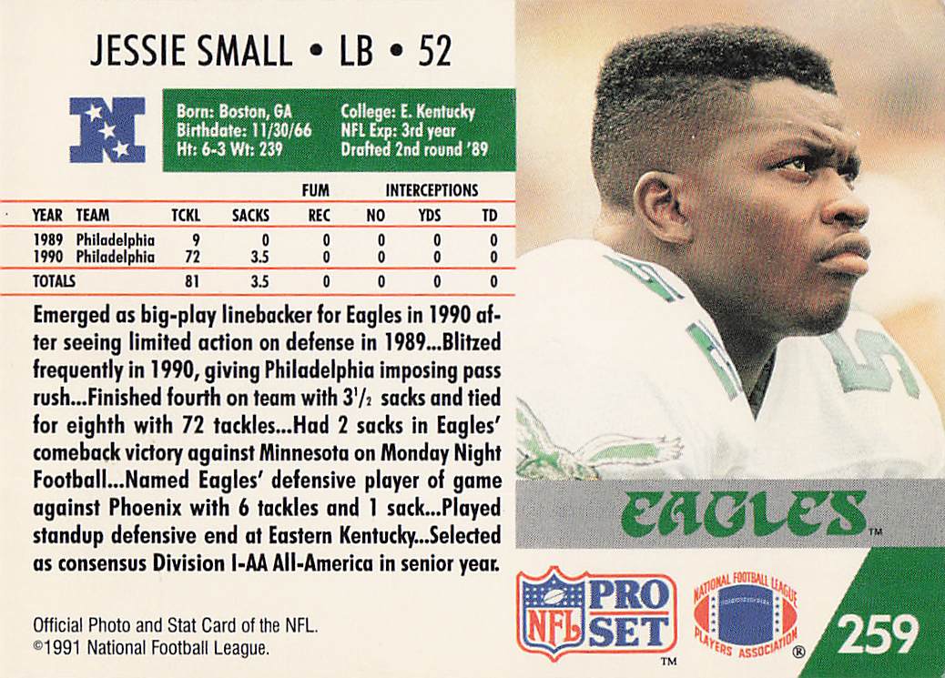 1991 Pro Set Football Jessie Small #259
