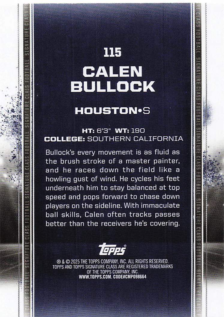 2024 Topps Signature Class Football Calen Bullock #115 Rookie