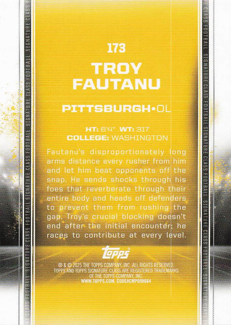 2024 Topps Signature Class Football Troy Fautanu #173 Rookie