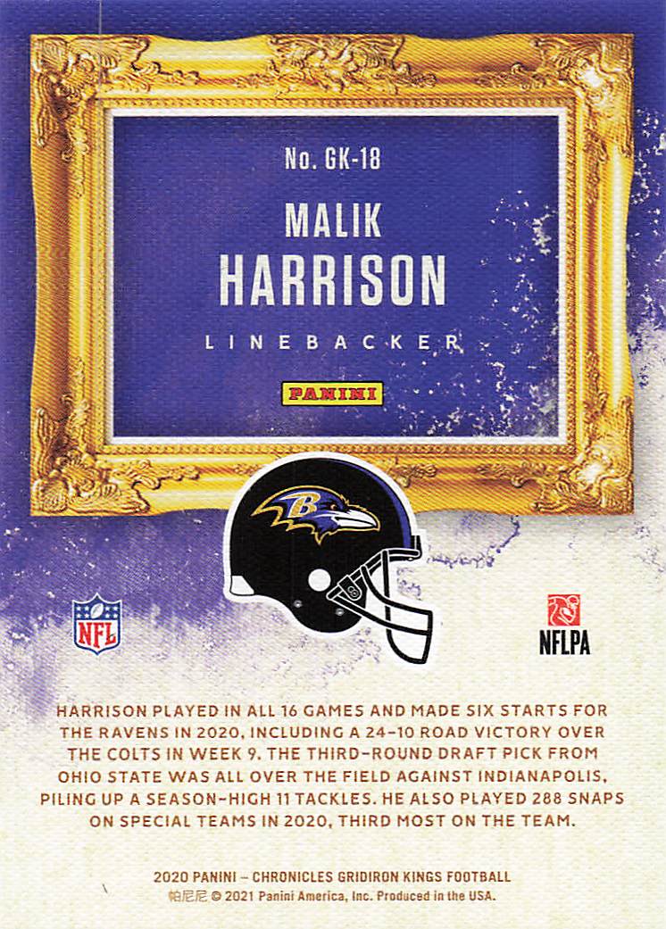 2020 Panini Chronicles Football Gridiron Kings Malik Harrison #GK-18