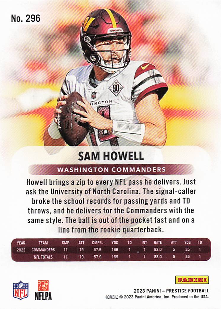 2023 Panini Prestige Football Xtra Points Dots Sam Howell #296