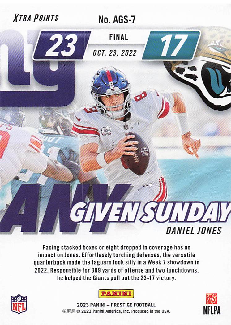 2023 Panini Prestige Football Any Given Sunday Daniel Jones #AGS-7