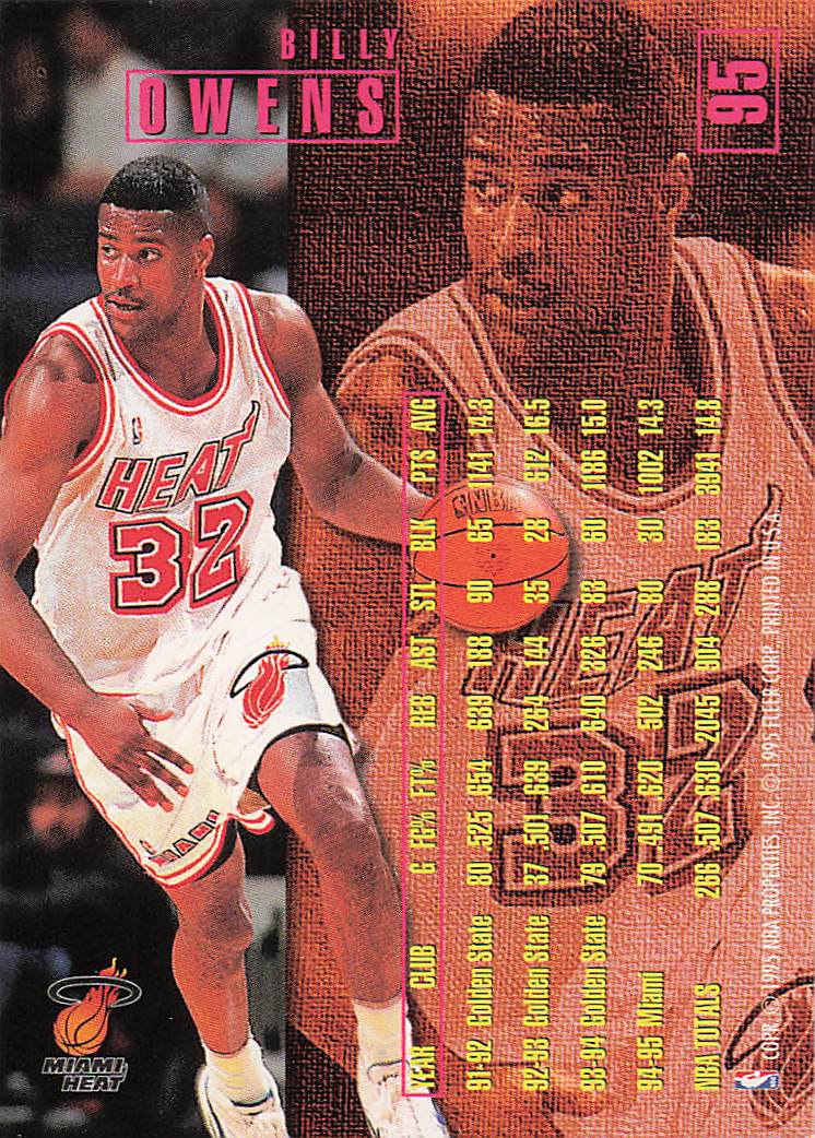 1995-96 Fleer Basketball Billy Owens #95
