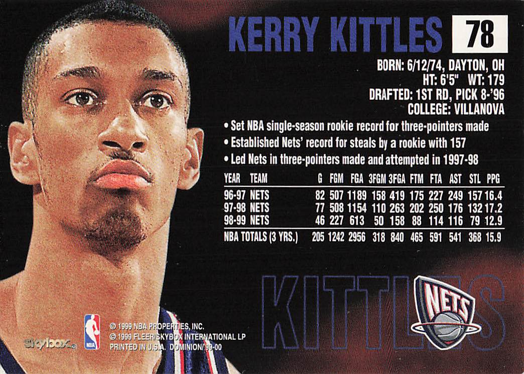 1999-00 SkyBox Dominion Basketball Kerry Kittles #78
