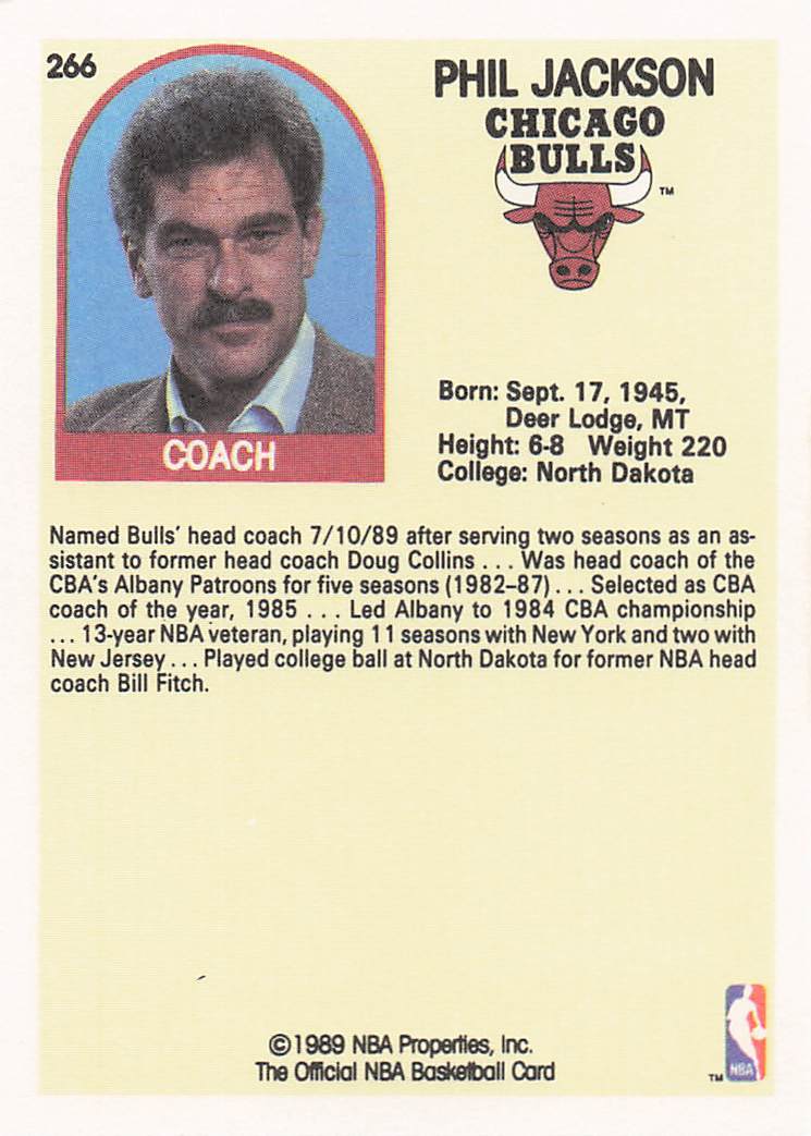 1989-90 Hoops Basketball Phil Jackson #266