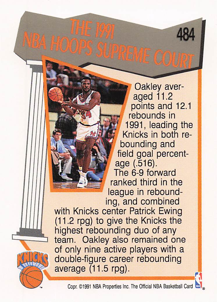 1991-92 Hoops Basketball Charles Oakley #484