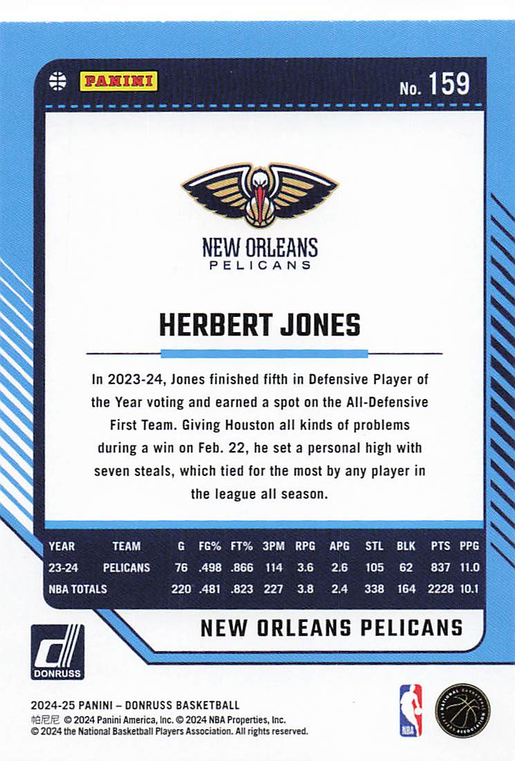 2024-25 Donruss Basketball Herbert Jones #159