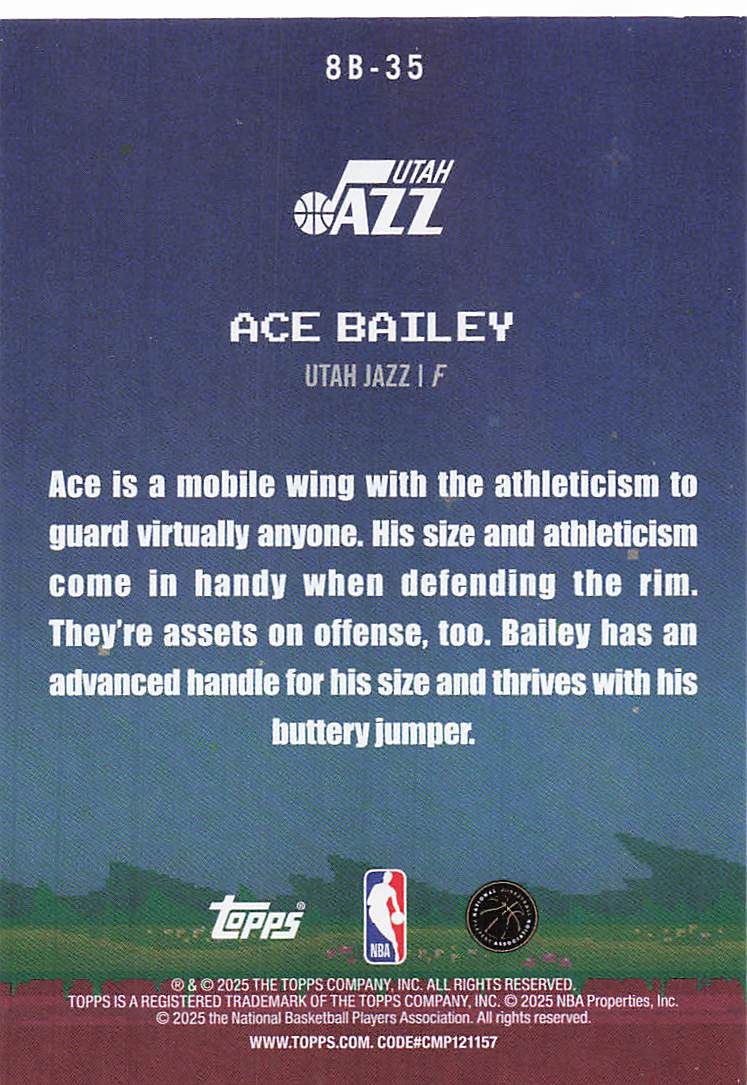 2025-26 Topps Basketball 8-Bit Ballers Ace Bailey #8B-35