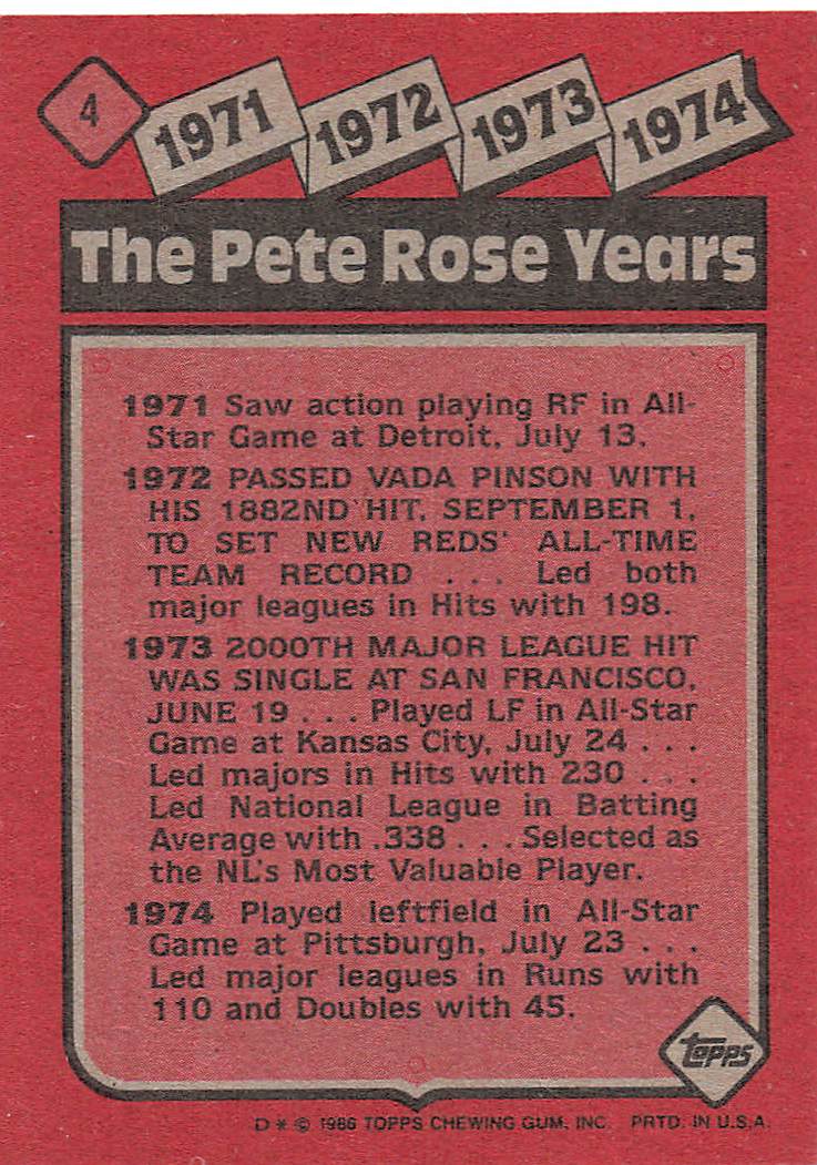 1986 Topps Baseball The Pete Rose Years: 1971-1974 #4