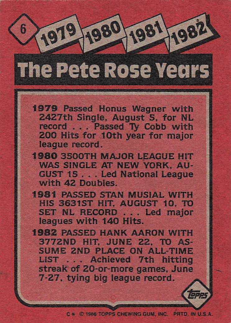 1986 Topps Baseball The Pete Rose Years: 1979-1982 #6
