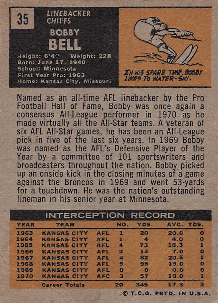 1971 Topps Football Bobby Bell #35