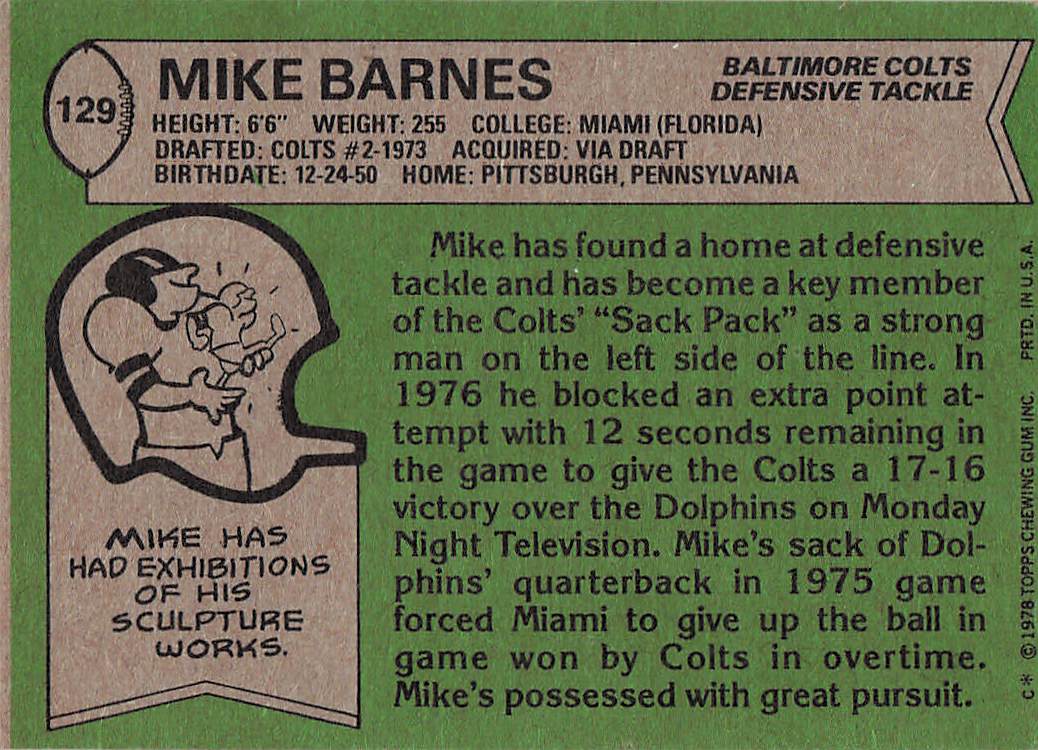 1978 Topps Football Mike Barnes #129