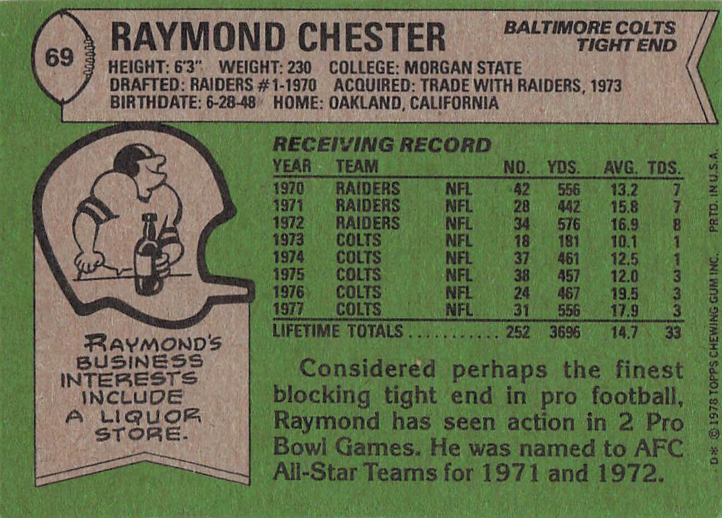 1978 Topps Football Raymond Chester #69