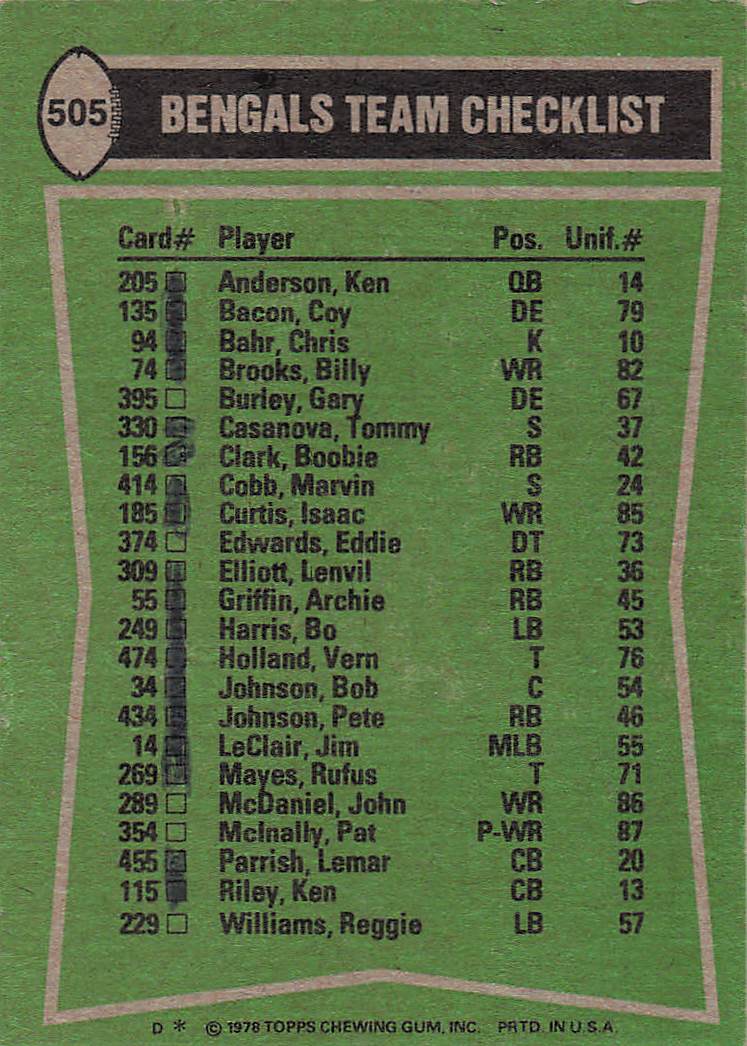 1978 Topps Johnson / Brooks / Parrish / Williams / Burley #505