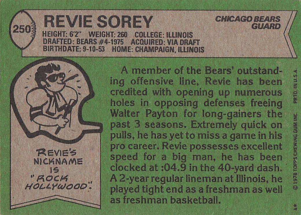 1978 Topps Football Revie Sorey #250