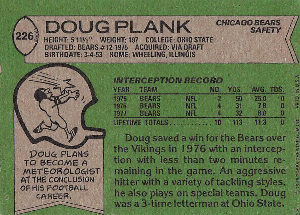 1978 Topps Football Doug Plank #226