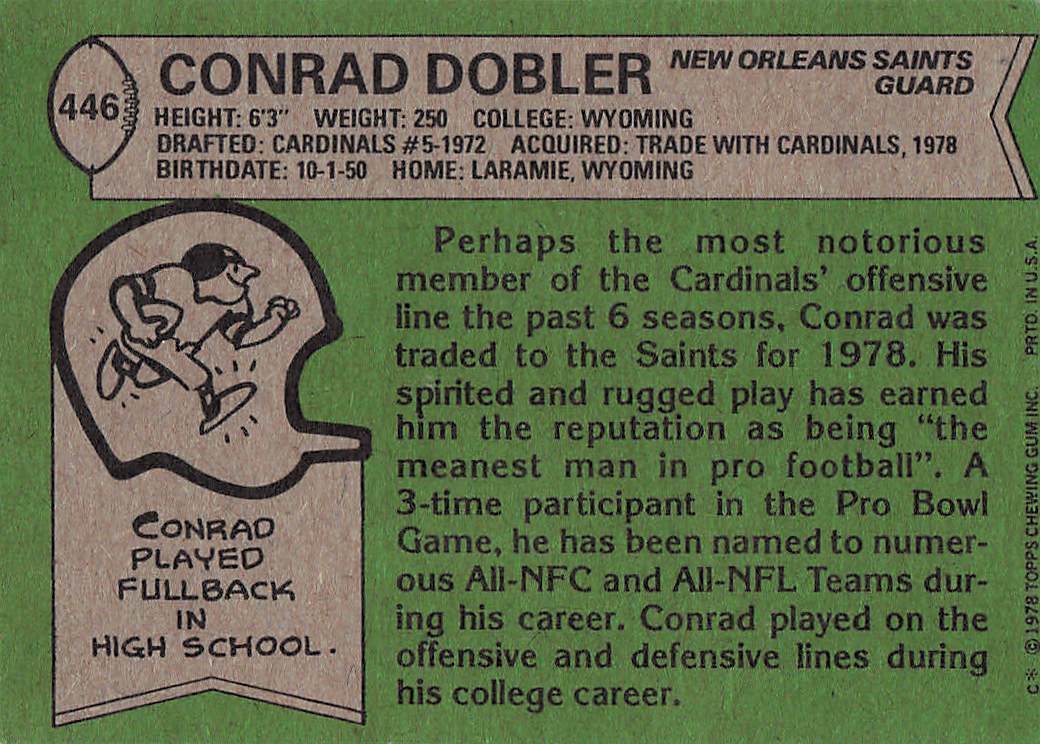 1978 Topps Football Conrad Dobler #446