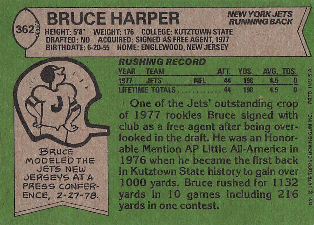 1978 Topps Football Bruce Harper #362 Rookie