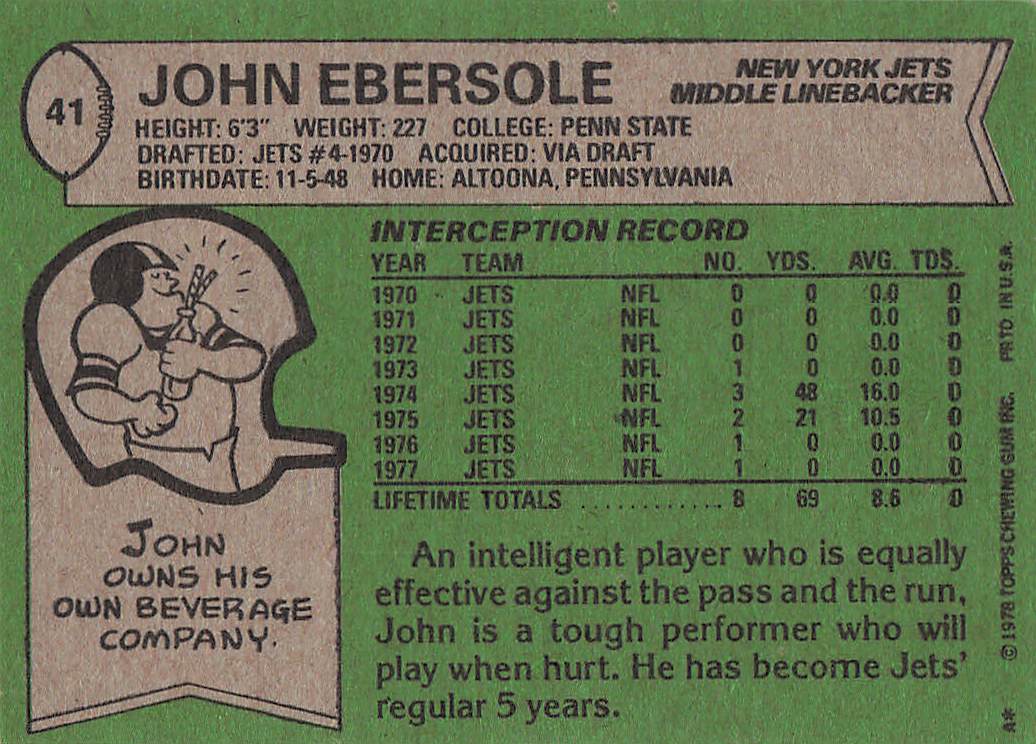1978 Topps Football John Ebersole #41