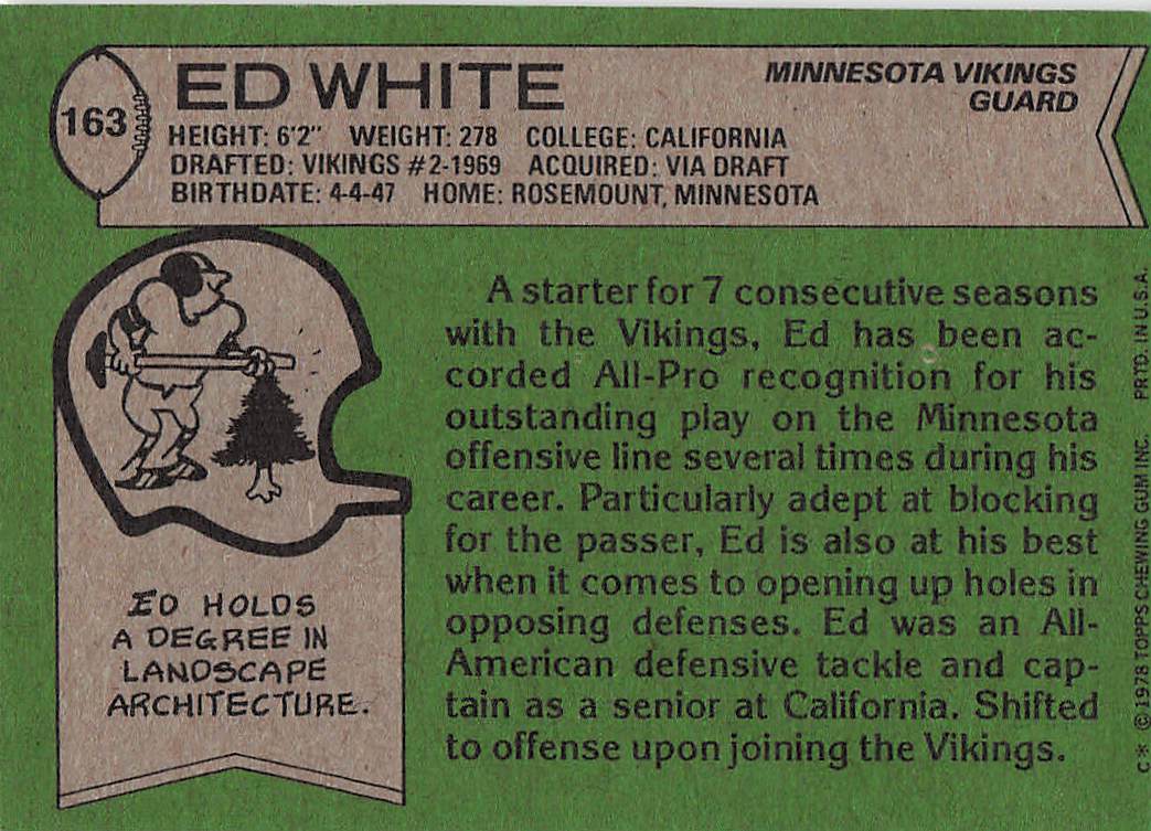1978 Topps Football Ed White #163