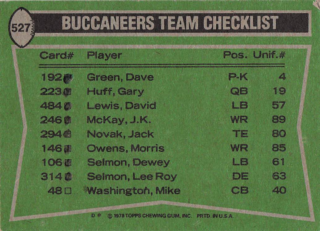 1978 Topps Football Owens / Hagins / Washington / Selmon #527