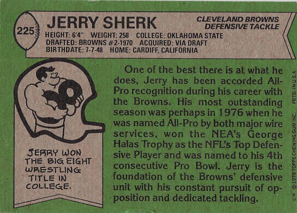 1978 Topps Football Jerry Sherk #225