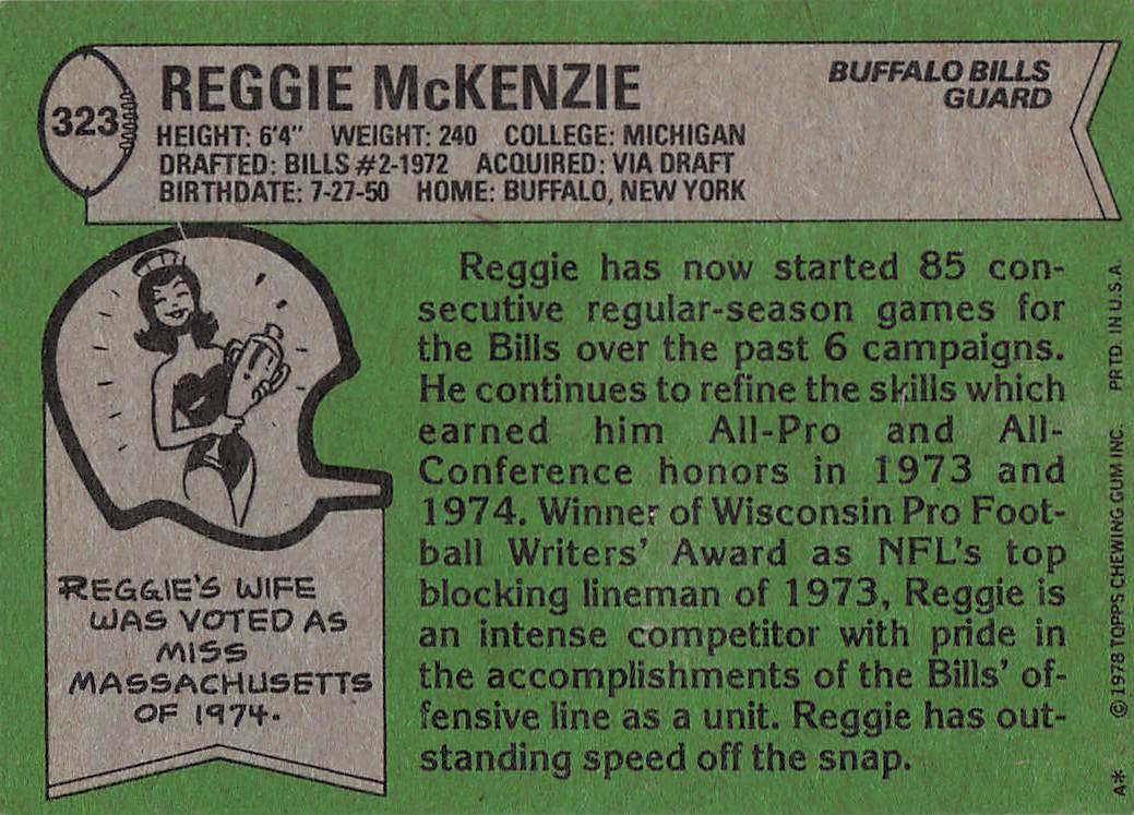 1978 Topps Football Reggie McKenzie #323