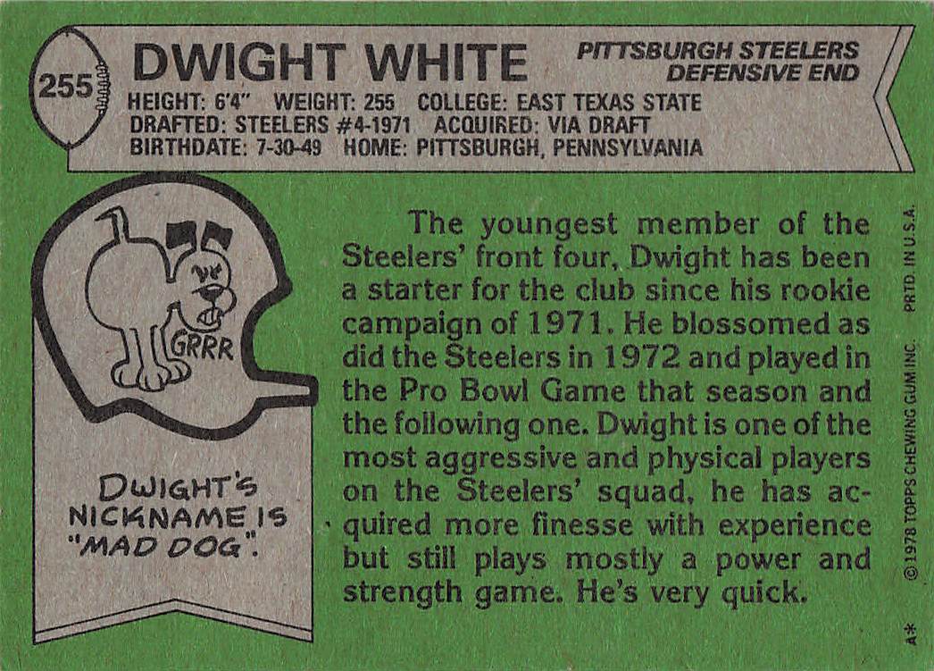 1978 Topps Football Dwight White #255