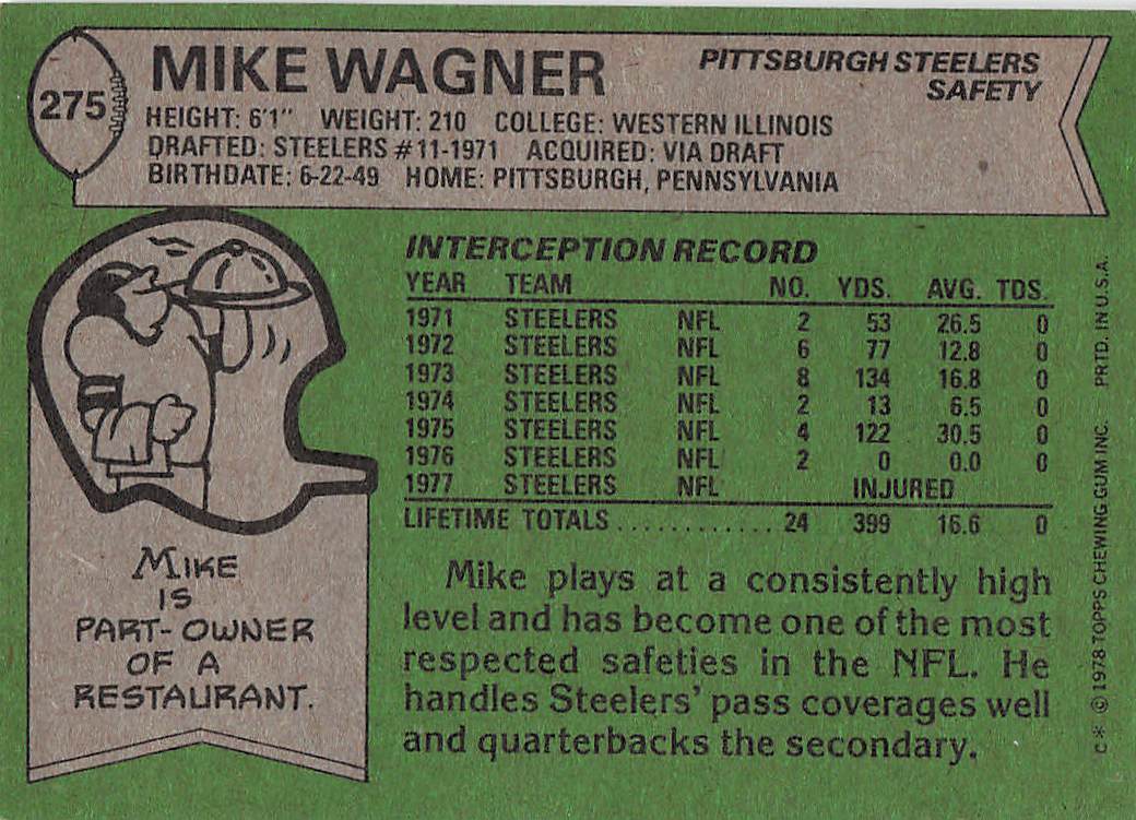 1978 Topps Football Mike Wagner #275