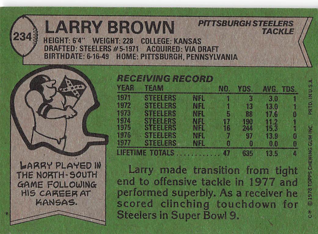 1978 Topps Football Larry Brown #234