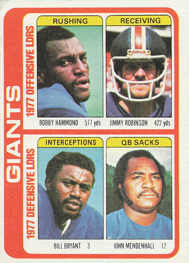 1978 Topps Football Hammond / Robinson / Bryant / Mendenhall #518