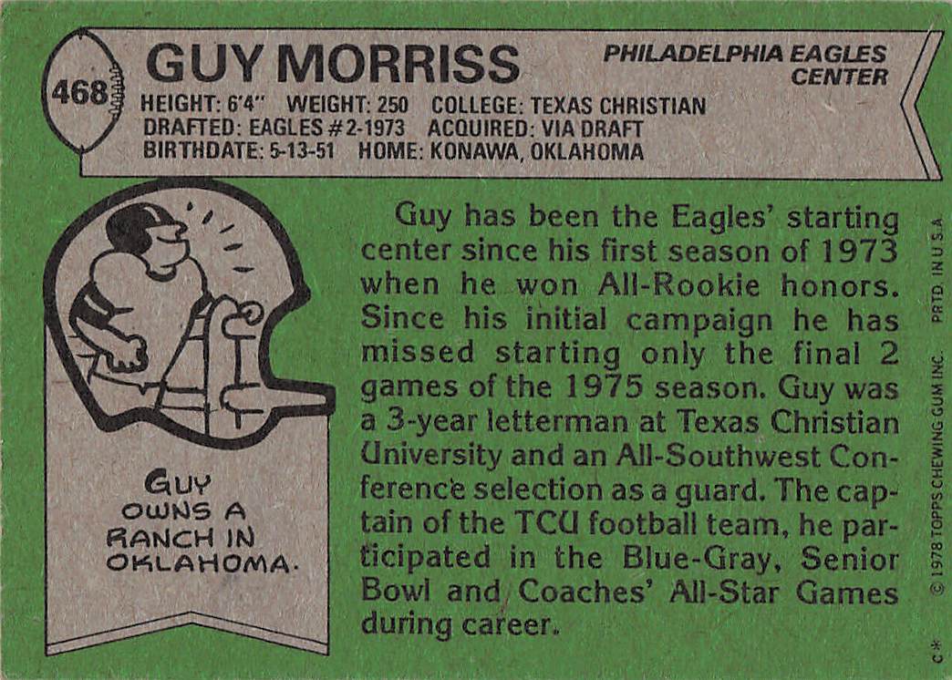 1978 Topps Football Guy Morriss #468