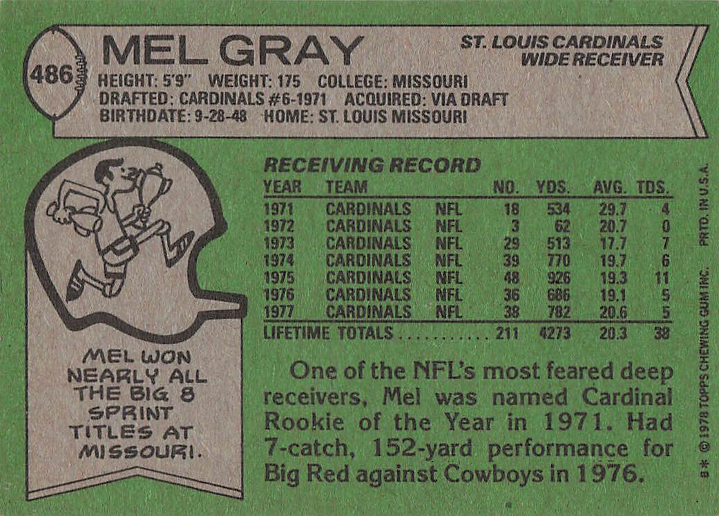 1978 Topps Football Mel Gray #486