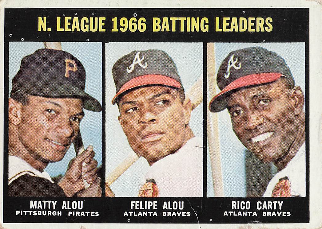 1967 Topps Baseball 1966 Batting Leaders Matty Alou Felipe Alou Rico Carty #240