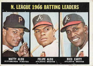1967 Topps Baseball 1966 Batting Leaders Matty Alou Felipe Alou Rico Carty #240