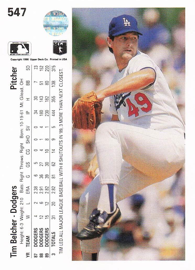 1990 Upper Deck Baseball Tim Belcher #547
