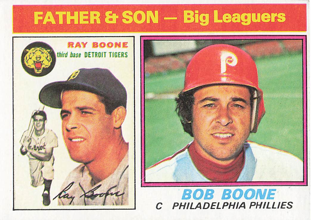 1976 Topps Baseball Father & Son - Big Leaguers (Ray Boone / Bob Boone) #67