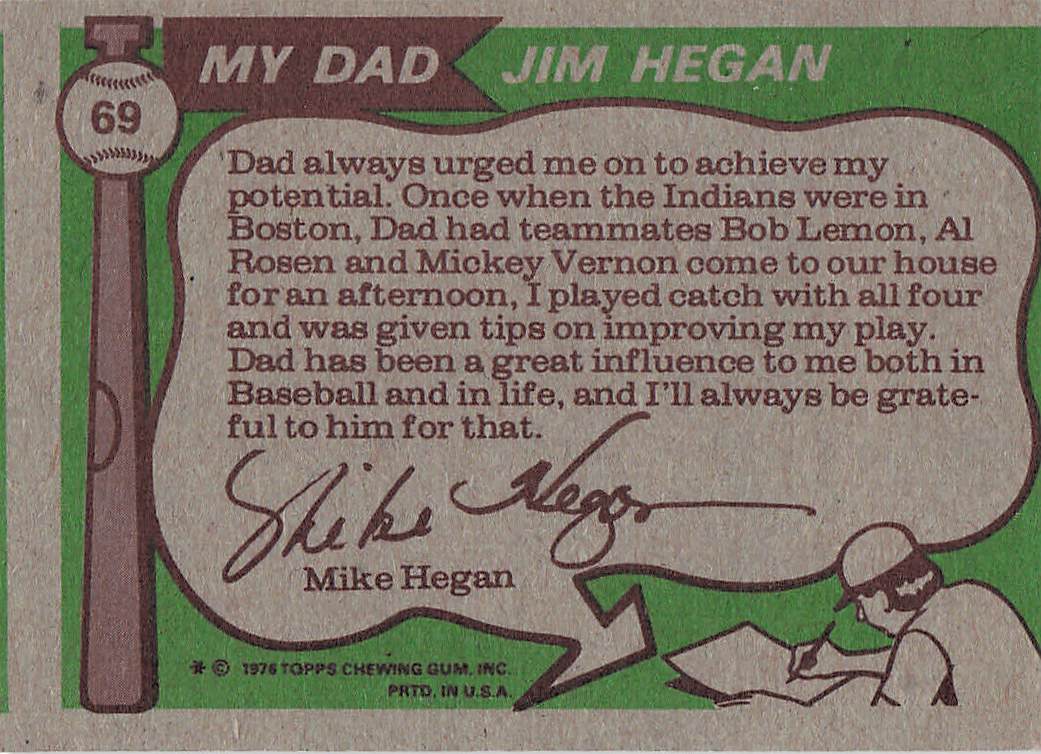 1976 Topps Baseball Father & Son - Big Leaguers (Jim Hegan / Mike Hegan) #69