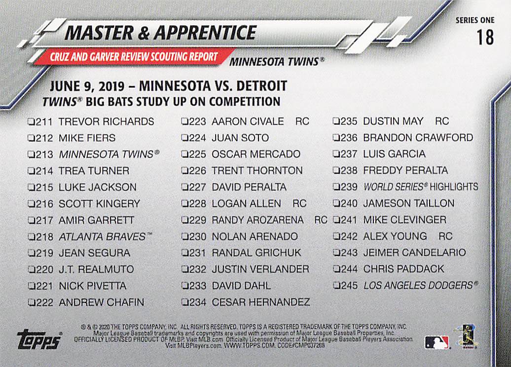 2020 Topps Baseball Master & Apprentice #18